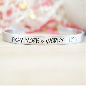 Silvertone ‘Pray More Worry Less’ Adjustable Cuff